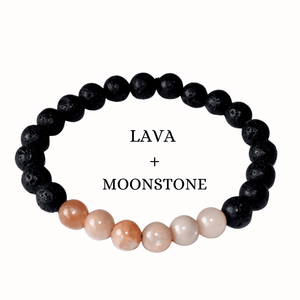 Natural <b>Crystal</b> Moonstone Diffuser Semi Precious Lava Stone <b>Bracelet</b> Positive Energy Stress Relief Fashion - Product Image 1
