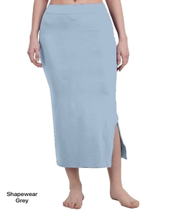 Women High Waist Pencil Skirt Solid Color Side Slit Stretchy <b>Shapewear</b> Grey Slim Fit Knee Length All Seasons Knitted - Product Image 1