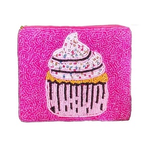 Porte-monnaie en coton perlé Crystal Craft Glam avec pompon et fermeture éclair, mini format, doublure en polyester faite à la main, style bohème pour filles - Product Image 4