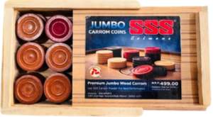 Jeu de carrom géant en bois pour l'intérieur avec pièces de jeu rondes rouges et noires et boîte de rangement - Product Image 4