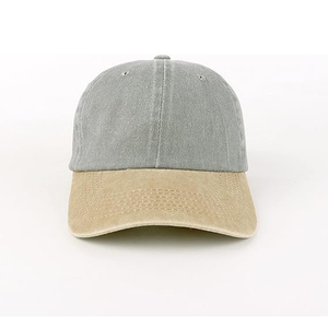 หมวกเบสบอล 5 ชิ้นส่วน สีเทา-น้ำตาล ผ้าฝ้ายฟอกสี โทนสีตัดกัน ทรงไม่แข็ง ปรับขนาดได้ ระบายอากาศ กันน้ำ สไตล์ลำลอง - Product Image 3