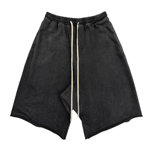 Stylish Effect Fleece Sweat <b>Shorts</b> Unisex <b>Elastic</b> <b>Waistband</b> Drawstring Casual Summer Beach Lounge Street Fashion <b>Shorts</b> - - Product Image 4