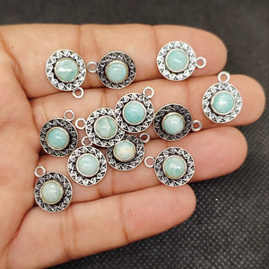 Connecteur de maillons en Amazonite naturelle plaqué or, composant de bijoux DIY, connecteurs électroplaqués, composants de bijoux - Product Image 1