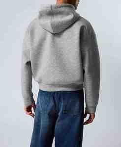 Sweat-shirts à capuche zippés pour hommes, coupe courte et carrée, en molleton bouclette français de luxe, à épaules tombantes, grammage lourd 400-500 g/m², qualité supérieure, de fabricants - Product Image 5