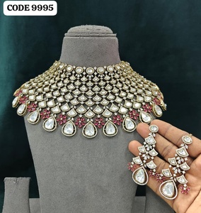 ชุดสร้อยคอเจ้าสาวหรูหรา Ping Bling พร้อมต่างหูยาวเข้าชุด ประดับเพชรซิร์คอน ชุบเงินโบราณ เครื่องประดับงานแต่งงานแบบอินเดีย - Product Image 1