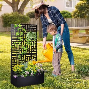 Jardinière en métal de 70 pouces de hauteur avec treillis pour plantes grimpantes et légumes, treillis de clôture et portail - Product Image 6