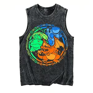 Débardeur Homme Vintage Délavé pour la Gym, T-shirt sans Manches Été 2026, Imprimé Ramen, Streetwear Décontracté Ample - Product Image 3