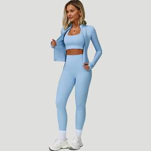 Ensemble de yoga 2 pièces avec short zippé, respirant, écologique, séchage rapide, grandes tailles, personnalisable avec logo, vêtements de sport pour femmes, tenue de sport pour la salle de gym - Product Image 4