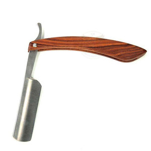 Rasoir professionnel pour hommes multicolores à lame droite avec manche en bois, lame simple pour le rasage - Product Image 3