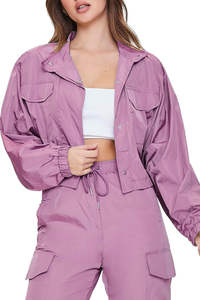 Conjunto de 2 piezas de chándal informal de invierno para mujer al por mayor, cortavientos de longitud completa con cordón y forro de malla, y logo bordado - Product Image 6