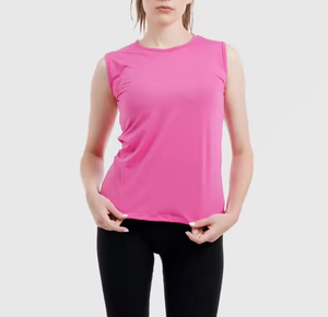 Camiseta sin mangas rosa para mujer, ropa de gimnasio, logotipo personalizado, chaleco deportivo transpirable y elástico, diseño en la espalda, OEM, venta al por mayor - Product Image 3
