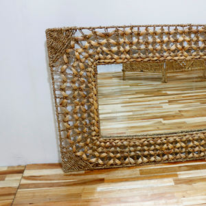 Miroir de luxe en jonc de mer et coquillage fait à la main, décoration intérieure naturelle écologique pour le style bohème côtier - Product Image 4