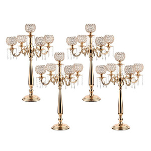 Gold metal European Style Candle Holders 59" Pillar <b>Candelabra</b> Wedding Valentine's Day Table Centerpiece - Product Image 3