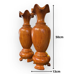 A Pair of <b>Modern</b> Decorative Vases Made of Huong Wood by Tam Viet Model A118 for Living Room Display and Decoration - Product Image 6