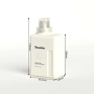 Bouteille en plastique sérigraphiée pour savon liquide et lessive Unalilia YD-1/E-356 500ml/600ml, bouteille de détergent blanche en HDPE avec pompe pulvérisatrice ronde - Product Image 6