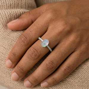 White Ethiopian <b>Opal</b> <b>Ring</b> 925 Sterling <b>Silver</b> Natural <b>Opal</b> Engagement <b>Ring</b> Dainty October Birthstone Gift Her - Product Image 5