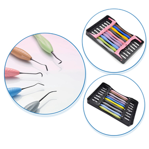 Instrumentos manuales de relleno dental de composite, juego de 10 piezas de amalgama plástica con mango de silicona, espátulas y raspador, CE - Product Image 4
