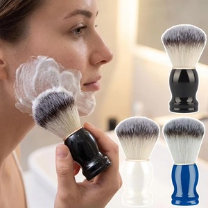 Brocha para afeitar la barba, brochas de maquillaje, 1 unidad, mango de madera, cerdas, espuma de jabón para afeitar, cuidado facial para hombres - Product Image 1