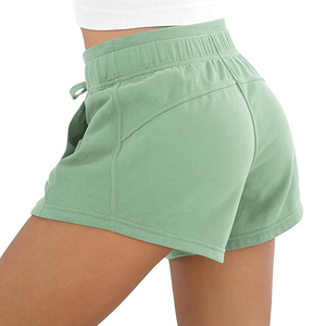 Shorts de sport pour femmes de qualité supérieure avec poches, en coton French Terry, avec cordon de serrage, pour l'été, décontractés, pour la détente - Product Image 1