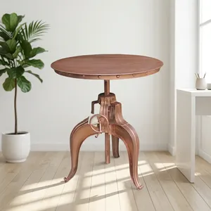 Table de salle à manger industrielle et vintage, pliable, réglable en hauteur, moderne, avec plateau rond en cuivre, pour restaurant et hôtel - Product Image 2