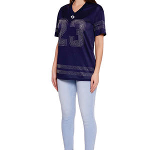 Camiseta Deportiva Unisex Estilo Y2K con Pedrería, Jersey de Fútbol Americano con Cuello en V, Manga Corta, Malla Sublimada, Impresión Personalizada, Servicio OEM de Marca Propia - Product Image 6