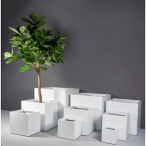 Jardinières carrées blanches au design minimaliste, pots de fleurs d'intérieur avec trou de drainage, écologiques pour plantes vertes, décoration moderne pour la maison, en fibre - Product Image 3