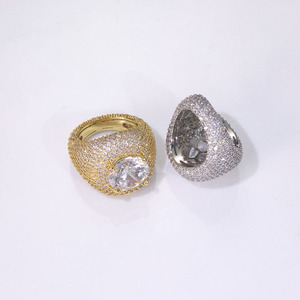 Mens 925 <b>Silver</b> Moissanite Round <b>Solitaire</b> Iced Signet <b>Ring</b> Large Centre Stone Pave Statement Luxury Jewellery <b>Ring</b> for Men - Product Image 4