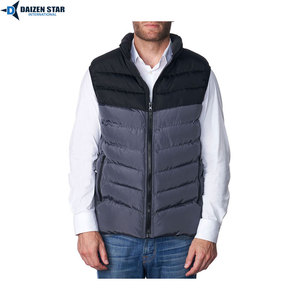 Daizen Star Gilet matelassé pour homme en polyester noir et gris, 220g, col montant, fermeture éclair sur le devant, coupe-vent, décontracté, hiver - Product Image 1