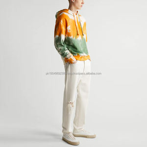 Dec fall <b>men</b> clothing <b>tie</b> dye sweatshirt acid wash unisex crop top custom orange <b>green</b> two colour loose fitting tye dye hoodies - Product Image 4