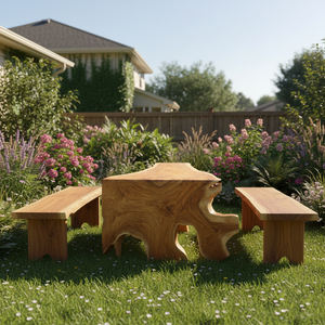 Exclusiva Mesa de Comedor de Madera Suar Hecha a Mano, Ecológica, con Acabado Natural, de Lujo, para Restaurante, Hogar Moderno e Interior - Product Image 6