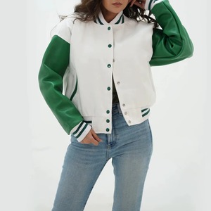 Premium Women Letterman Varsity <b>Jacket</b> Custom College Baseball Coat Wool Blend <b>Leather</b> OEM ODM Sample Service Available - Product Image 1