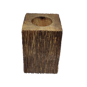 Custom Large Wooden Dark Brown Natural Pillar-Shaped High-Quality Handmade Home Decor Wax Filling <b>Tealight</b> Bulk Candle Holder - Product Image 1