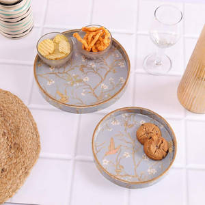 Bandeja de Servir de 2 Piezas de Madera MDF con Recubrimiento de Esmalte Dorado, Diseño con Estampado Animal, Estilo Art Deco, Ligera y Resistente al Calor - Product Image 2