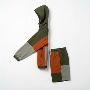 Ensemble de survêtement unisexe à capuche en polyester, décontracté, streetwear printemps, short avec fermeture éclair, poches latérales, extensible dans quatre directions, respirant - Product Image 4