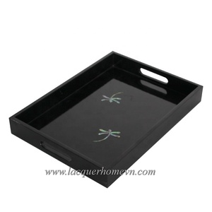 Bandeja de madera de laca MDF hecha a mano con incrustaciones de perlas Madre, bandeja redonda de tamaño personalizado para servir, cocina, uso doméstico, comida decorativa para servir - Product Image 6