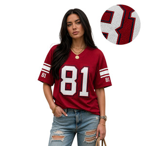 Custom Trendy Tackle Twill Applique Embroidery Oversized American Football Jersey Open Hole Mesh Polyester <b>Hip</b> Hop Casual Shirts - Product Image 1