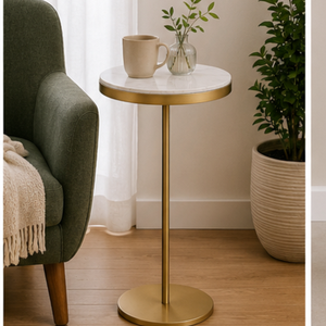 Modern Round Marble Top Coffee <b>Table</b> with <b>Gold</b> Brass Frame Living Room Furniture Decorative <b>Side</b> <b>Table</b> - Product Image 3