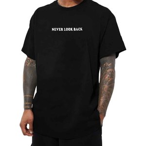 Men's Oversized Cotton T-Shirt Short Sleeve Casual Letter Print O-Neck Breathable Jersey Tee with Front <b>Logo</b> Design - Product Image 3