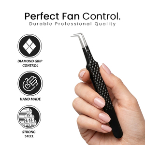 แหนบต่อขนตาสีดำแบบขายส่ง ชุดปลายไฟเบอร์ ด้ามจับแบบเพชร สำหรับต่อขนตา - Product Image 4