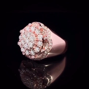 Bague Iced Out motif grappe de fleurs en argent 925 plaqué or avec diamants de laboratoire, style hip-hop pour rappeur, bijou unisexe bling-bling - Product Image 5