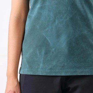 เสื้อเจอร์ซีย์แขนสั้นสีเขียวอมฟ้าสำหรับผู้หญิง ผลิตจากผ้าฝ้าย 100% ระบายอากาศได้ดี เป็นมิตรต่อสิ่งแวดล้อม เนื้อผ้าปิเก้ถัก สีพื้น เหมาะสำหรับใส่ลำลอง - Product Image 3