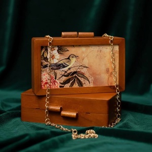Wooden Clutch With Sequins & Floral Topper <b>Metal</b> Mosaic Clutch <b>Wallet</b> Purse Party Bag for Women - Product Image 1