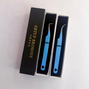 Pince à épiler pour cils GETUP BROSONS en acier inoxydable, courbure à 90 degrés, pointe lisse, outil de précision, emballage en boîte - Product Image 4