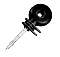 Isolateur annulaire à visser noir durable, galvanisé, revêtu de PVC, résistant aux chocs, en plastique, pour clôture électrique de sécurité, facile à installer