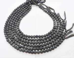 ลูกปัดมูนสโตนสีเทาธรรมชาติทรงกลมเรียบขนาด 7.5-8.5 มม. ลูกปัดพลอยมูนสโตน 13 นิ้ว ทรงกลมสีเทา - Product Image 1