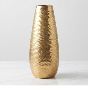 Golden Metal <b>Flower</b> Vase With Glossy Finished Unique <b>Centrepiece</b> <b>For</b> Living Room Bedroom Office Or Festive Use - Product Image 1