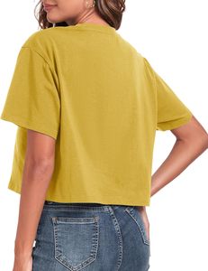 T-shirt court personnalisé pour femme à manches courtes 100 % coton, coupe ample, style décontracté, col ras du cou, streetwear, séchage rapide, haut tendance, personnalisable - Product Image 3