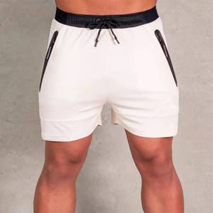 Men's <b>White</b> Quick Dry <b>Shorts</b> With Zipper Pockets Drawstring Waist Casual Sport <b>Short</b> Pants - Product Image 1