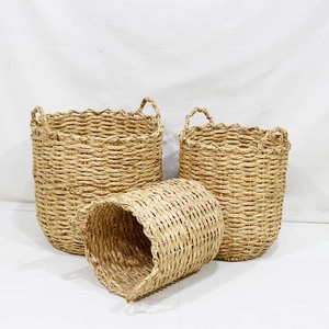 Cesta de Almacenamiento Hecha a Mano de Jacinto de Agua, Organizador de Paja Tejida con Asas para Decoración del Hogar, Cocina y Lavandería - Product Image 3