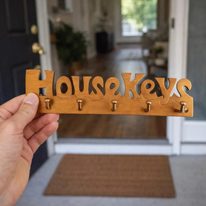 SHUBHAM Wooden House <b>Keys</b> <b>Wall</b> Hook Rack Letter Cutout <b>Key</b> <b>Holder</b> Storage Organizer for Entryway - Product Image 5